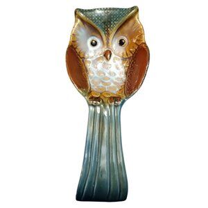Yardwe Ceramic Hoot Owl Spoon Rest Utensil Holder Kitchen Decor